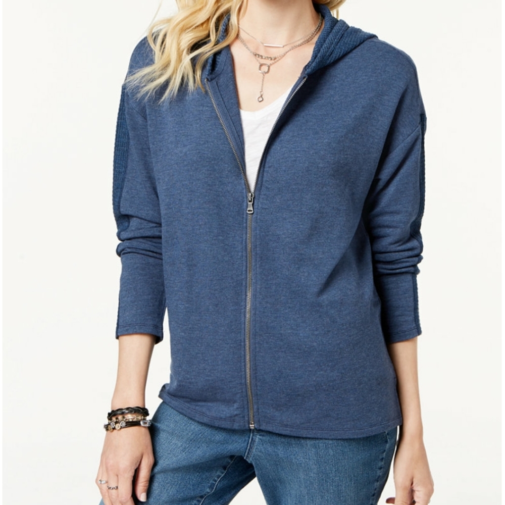Style&Co Zip-FrontTermal-Detailed Hoodie